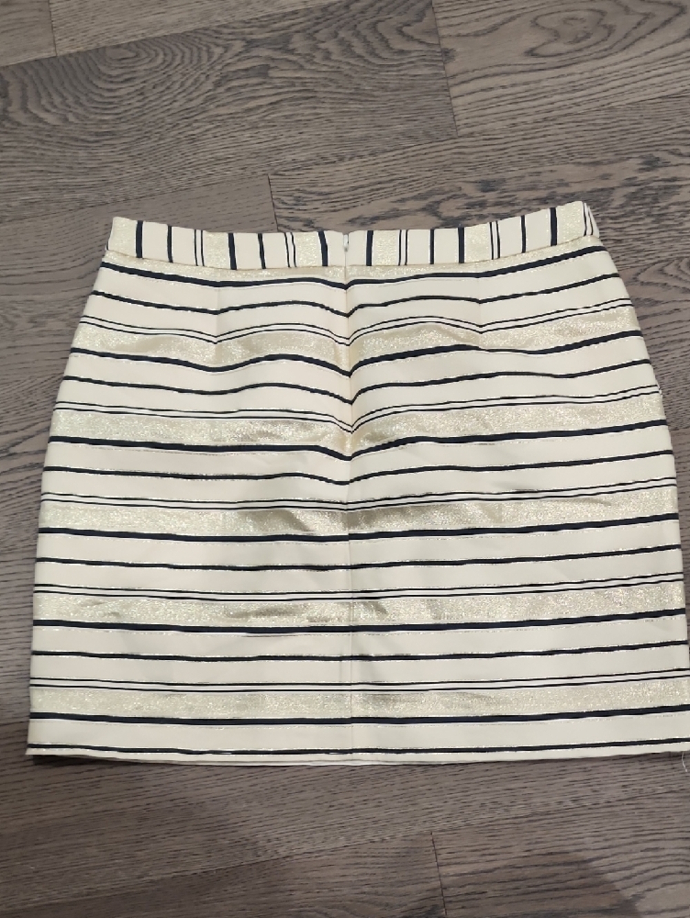 J. Crew Striped Cream, Navy And Gold Mini Skirt With Pockets - Picture 7 of 9
